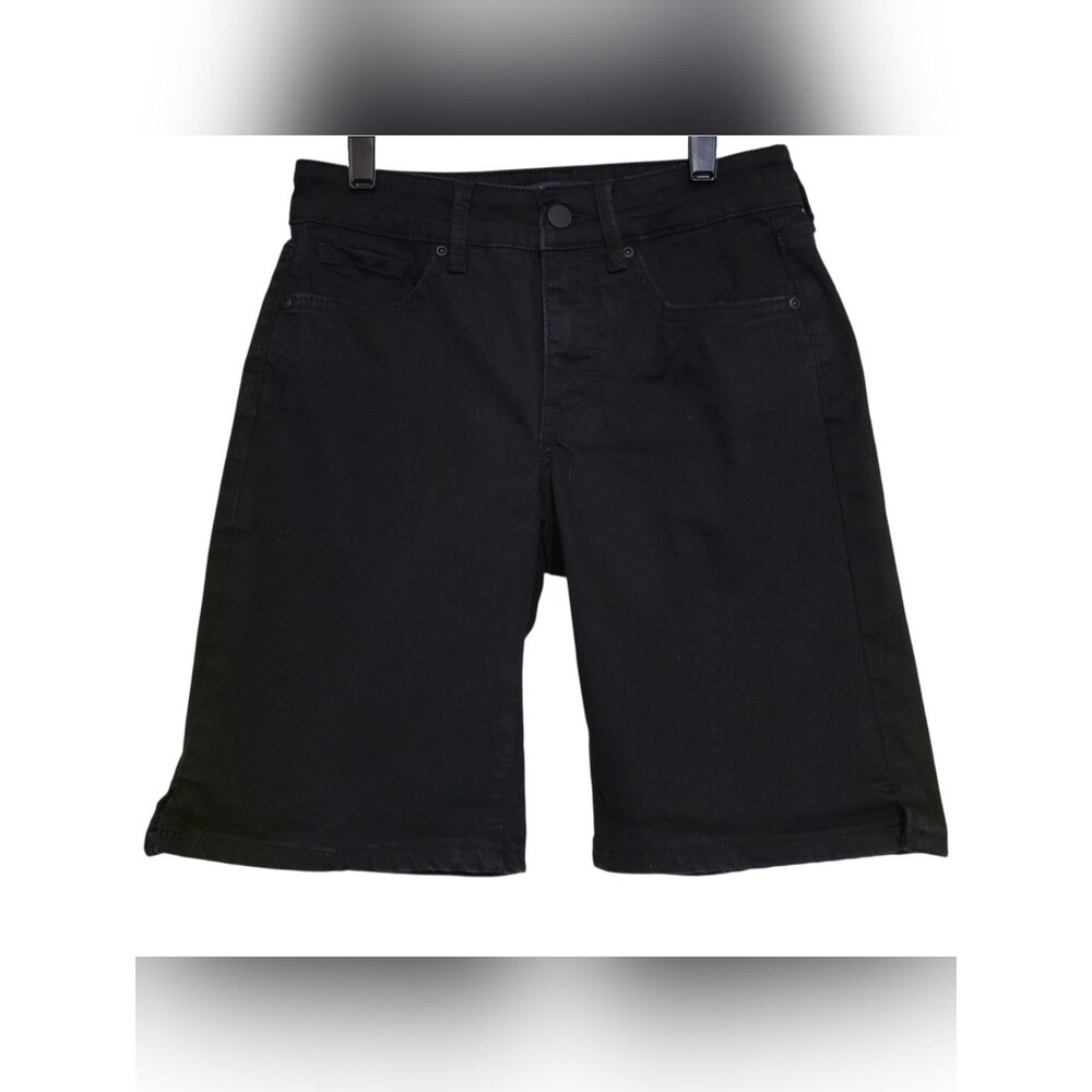 NYDJ Black Bermuda Denim Jean Shorts ELLA 25W Womens Size 0 Lift Tuck Technology